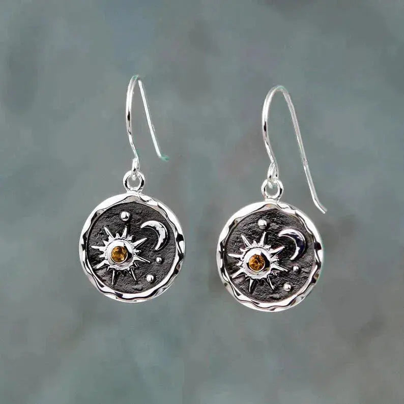 Earrings with Sun and Moon in Gold and Silver Unique Joyas