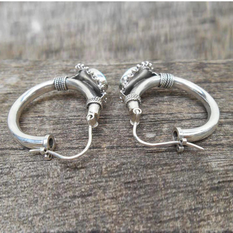 Vintage silver earrings with turquoise stone