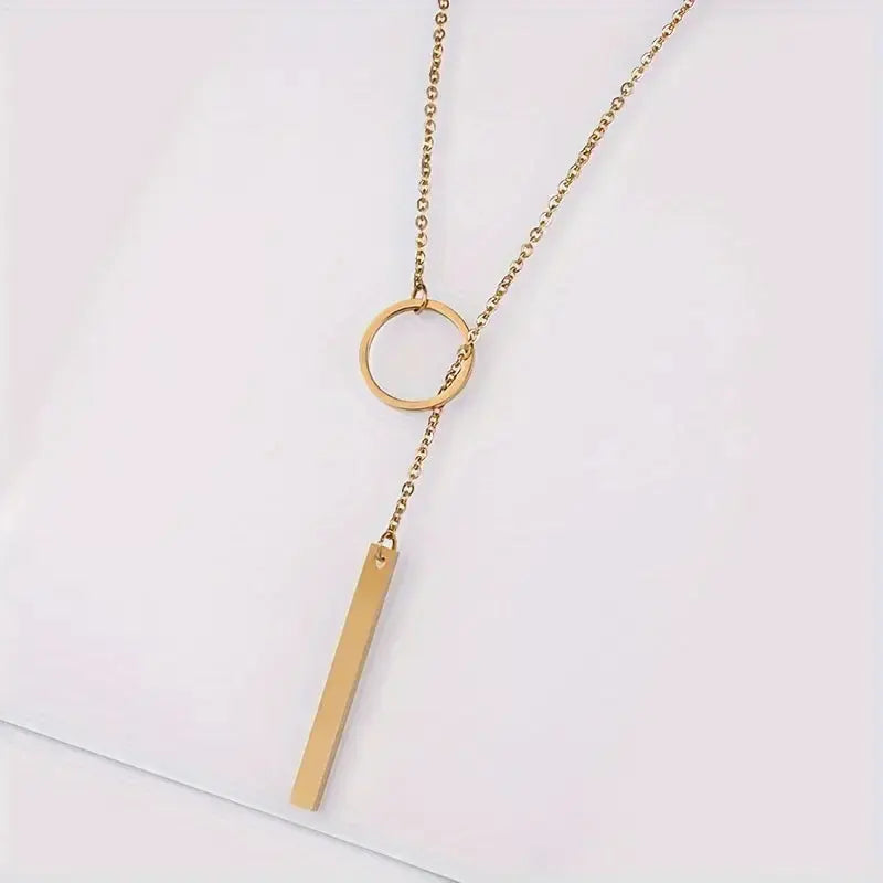 Ethnically inspired alloy circle and stick pendant necklace Unique Joyas