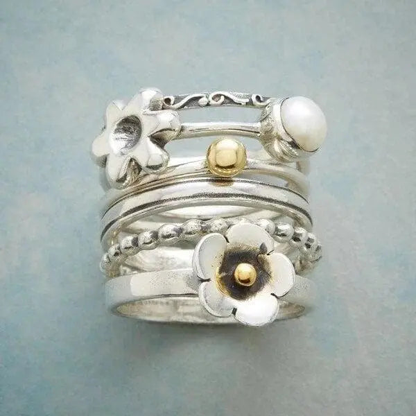 Flower Bead Necklace Ring Unique Joyas
