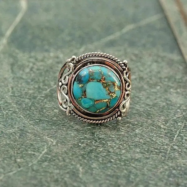 Boho Turquoise Ring Unique Joyas