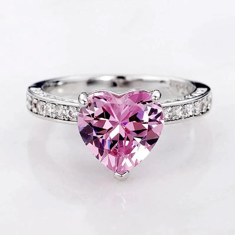Adjustable heart-shaped ring made of zirconium in silver Unique Joyas