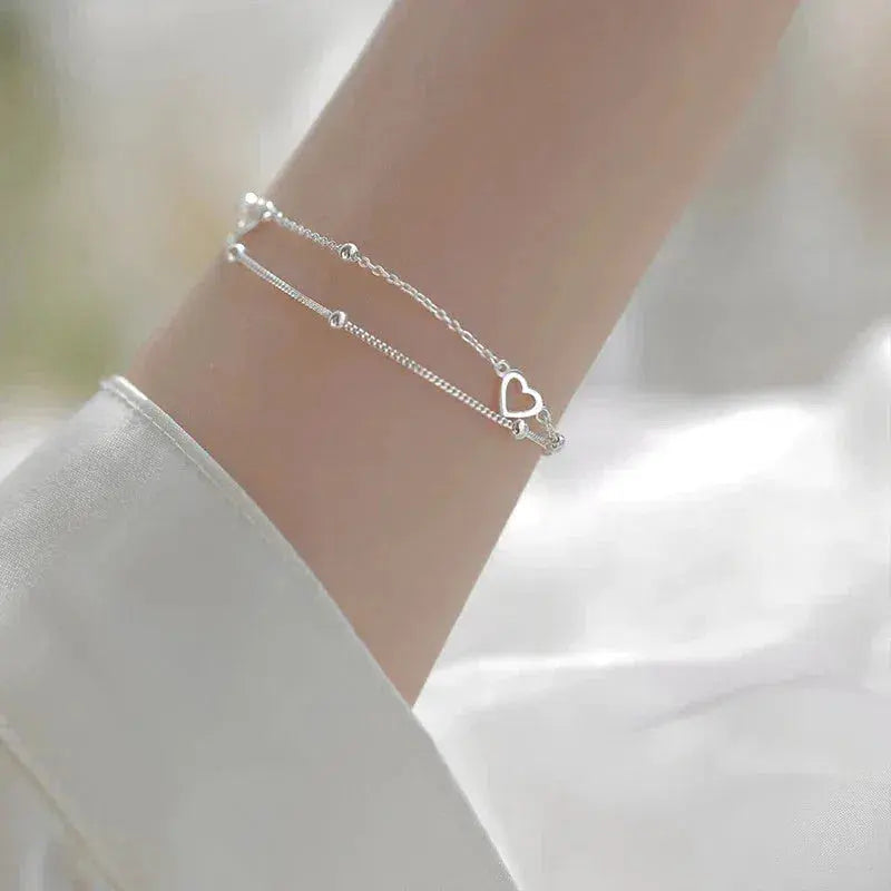 Adjustable Silver Heart Bracelet Unique Joyas