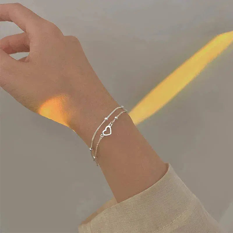 Adjustable Silver Heart Bracelet Unique Joyas