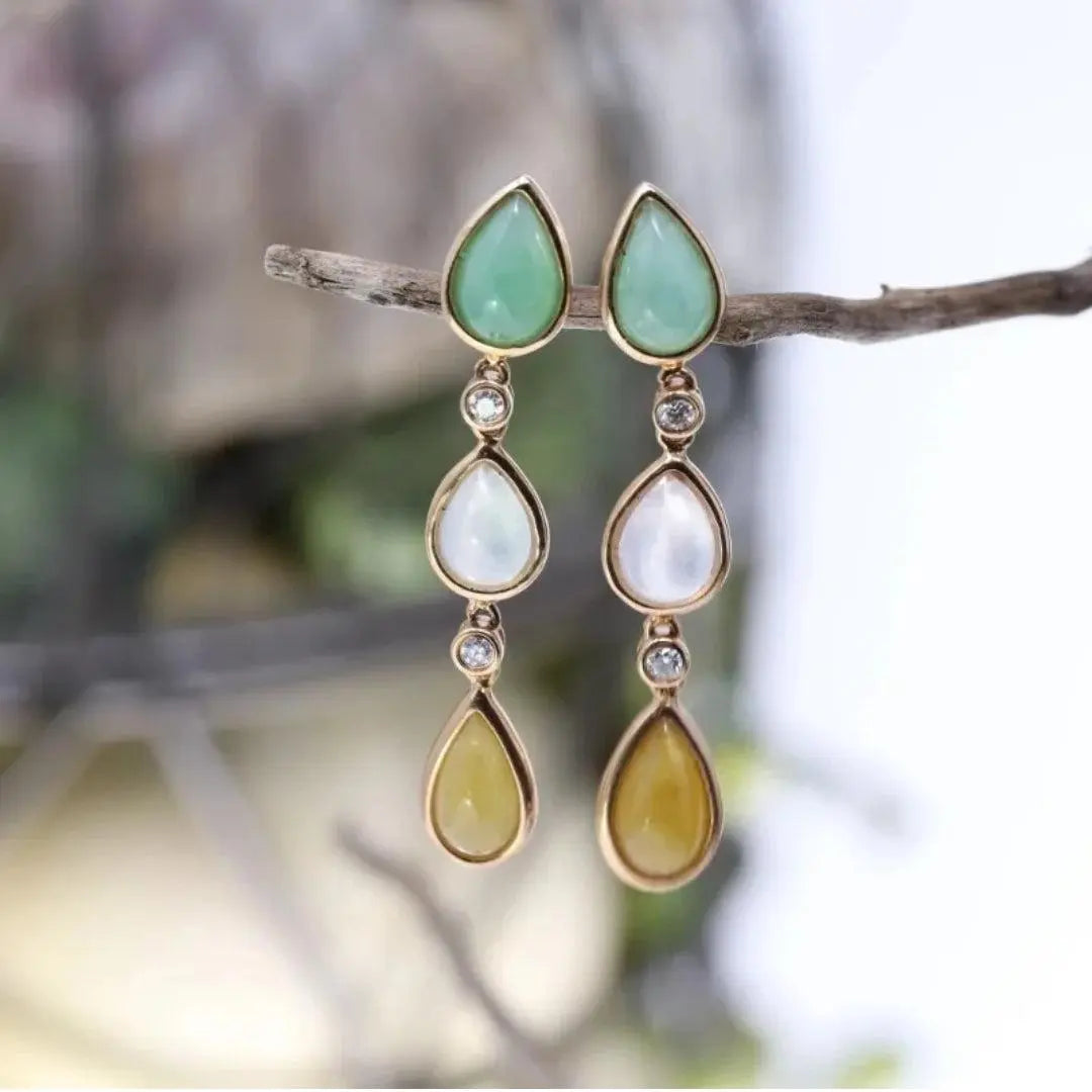Vintage Nature Earrings with Dangling Stones Unique Joyas