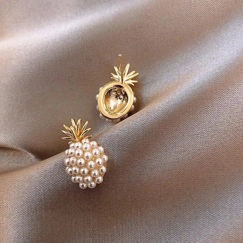 Tropical Pineapple and Pearl-Embellished Earrings Claire