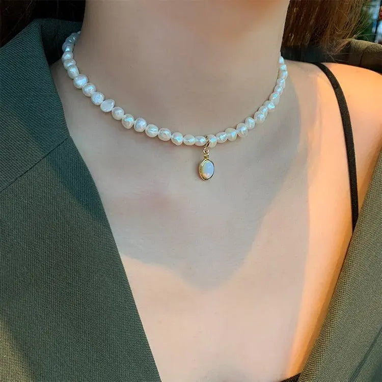 Moonstone Pearl Pendant Claire