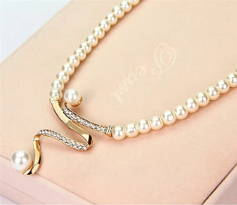 Natural Pearl Necklace + Earrings Set Claire Jewelry