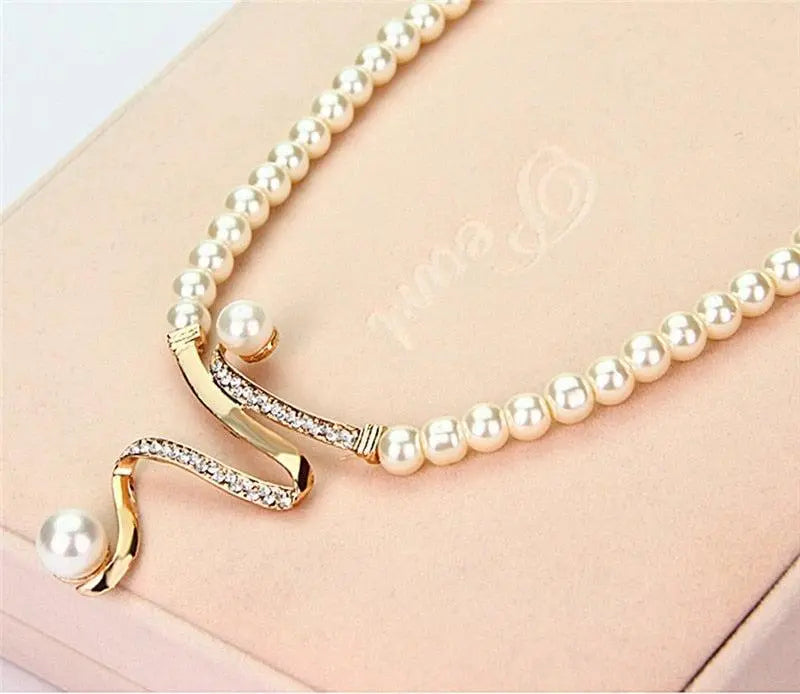 Natural Pearl Necklace + Earring Set Unique Joyas