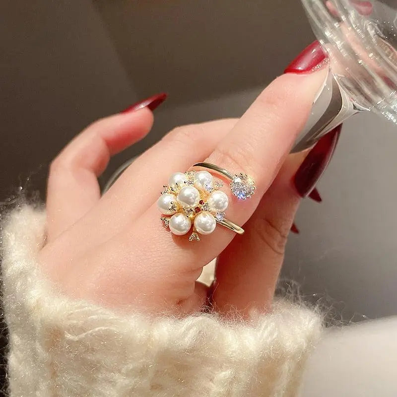 Adjustable sweet ring with pearls Unique Joyas