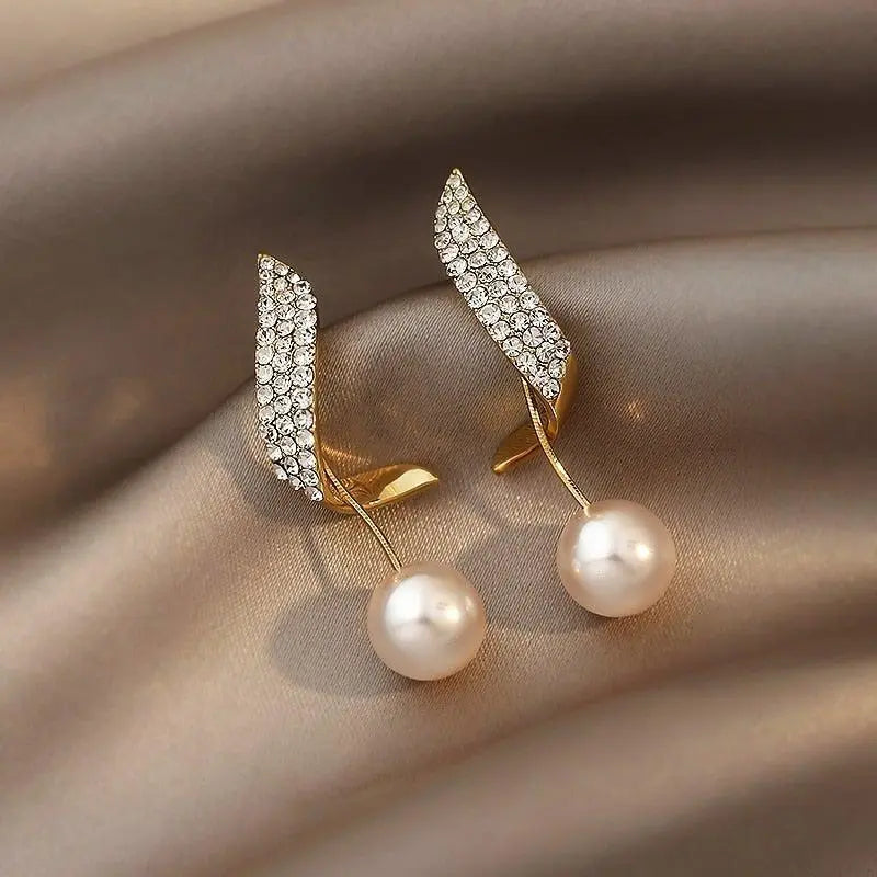 Gold Pearl Earrings Unique Joyas