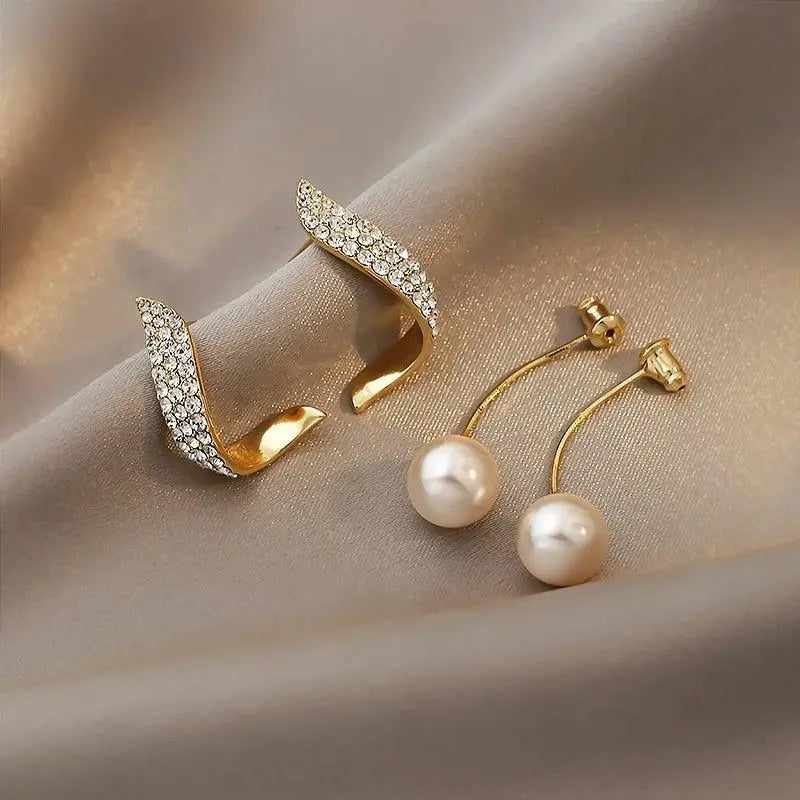 Gold Pearl Earrings Unique Joyas