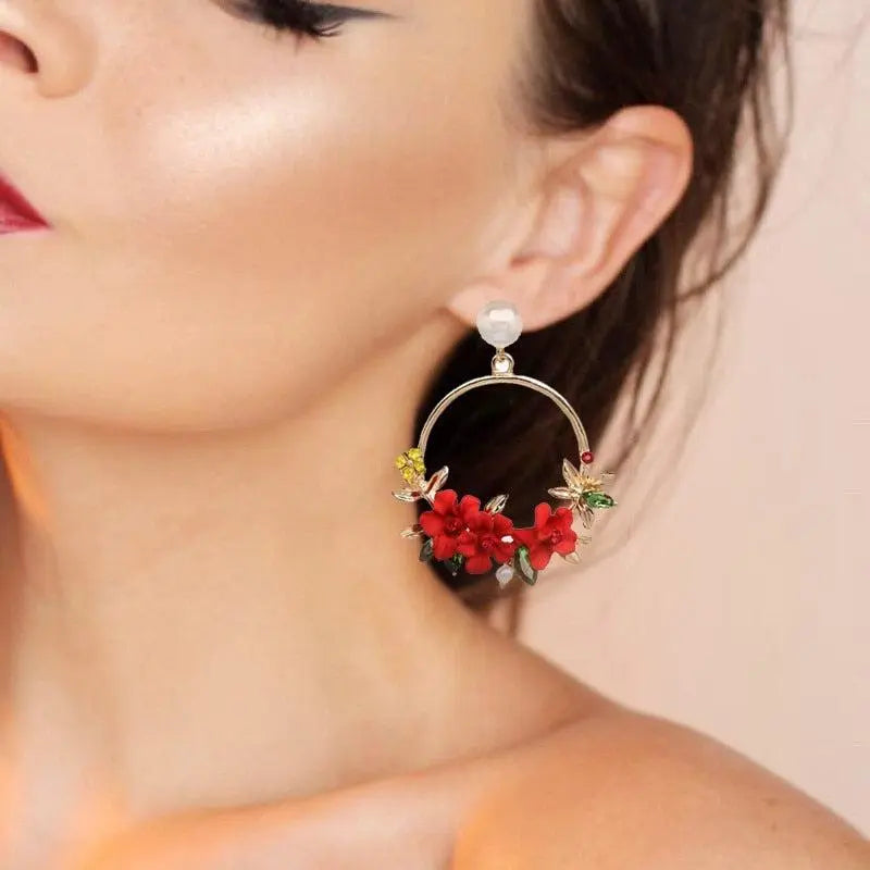 Gold Flower and Pearl Earrings Claire