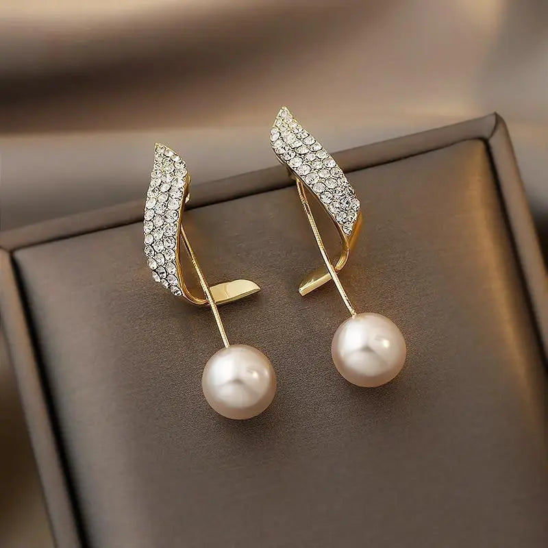 Gold Pearl Earrings Unique Joyas