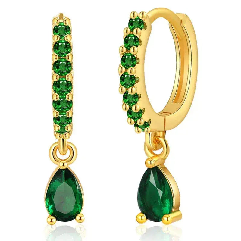 Zirconia earrings with emerald in gold Unique Joyas