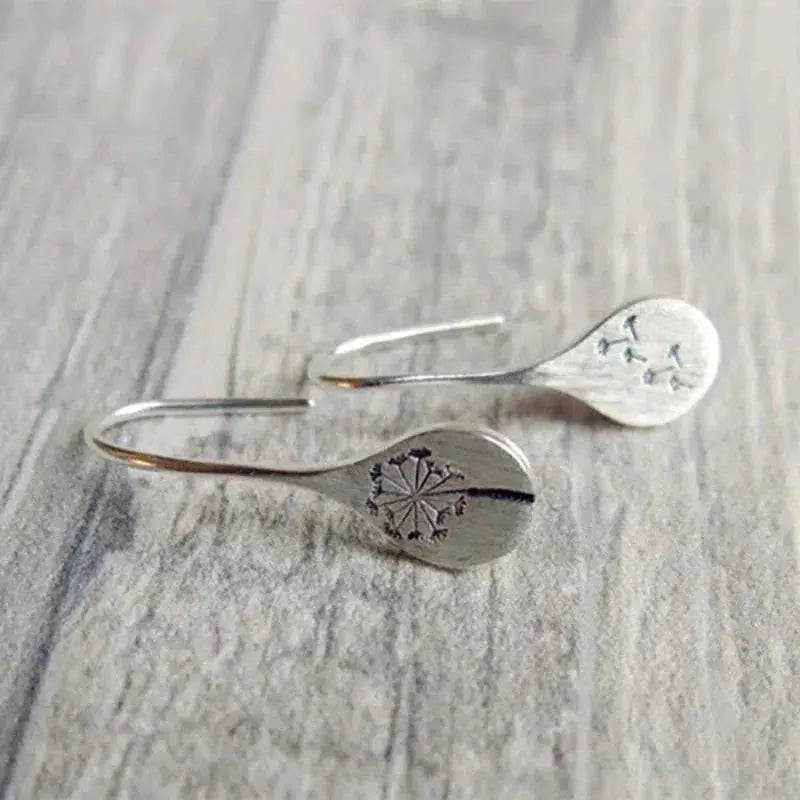 Dandelion Leaf Earrings made of 925 Silver Unique Joyas
