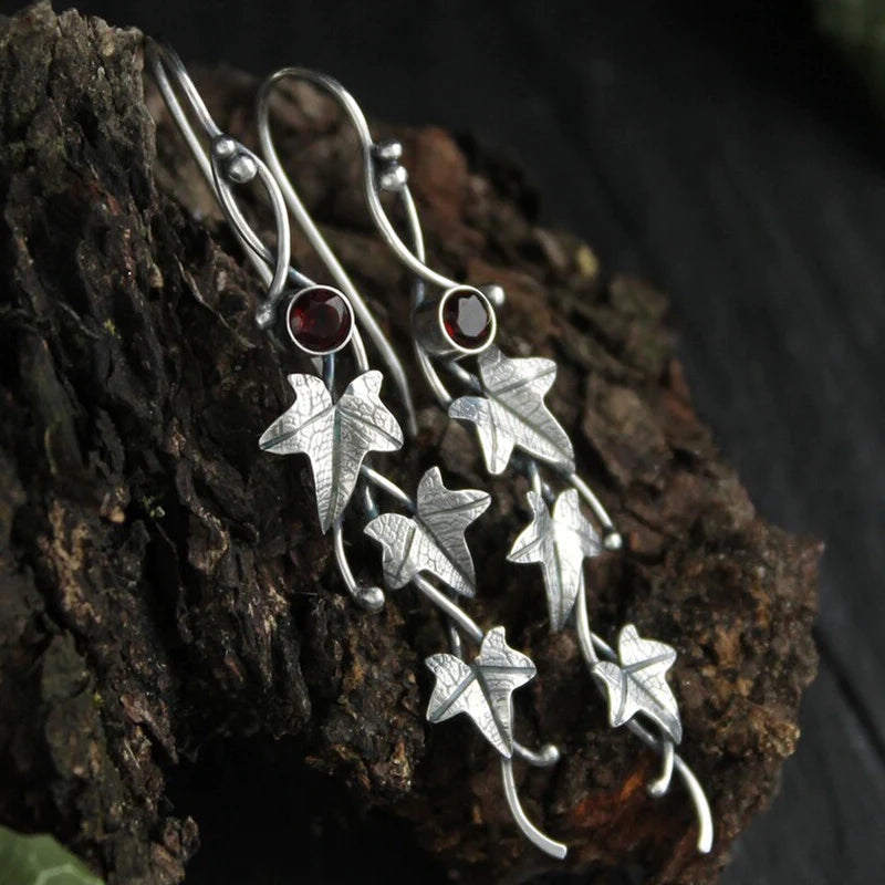 Elf earrings with blue crystal