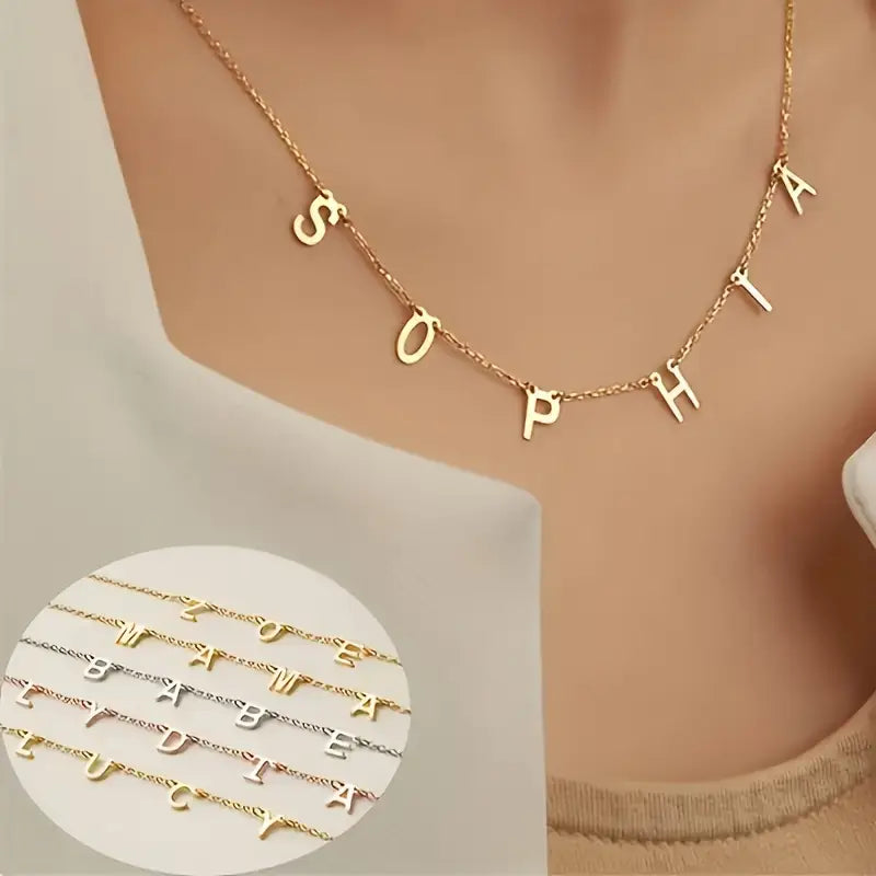 Golden Custom Initial Necklace