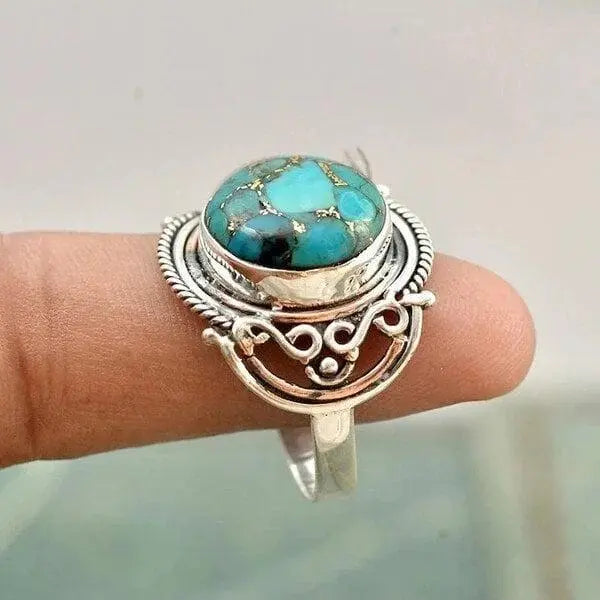 Boho Turquoise Ring Unique Joyas