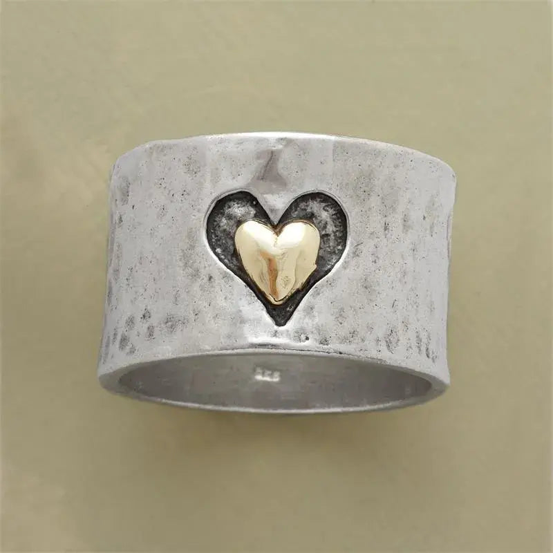 Vintage Heart Ring Unique Joyas