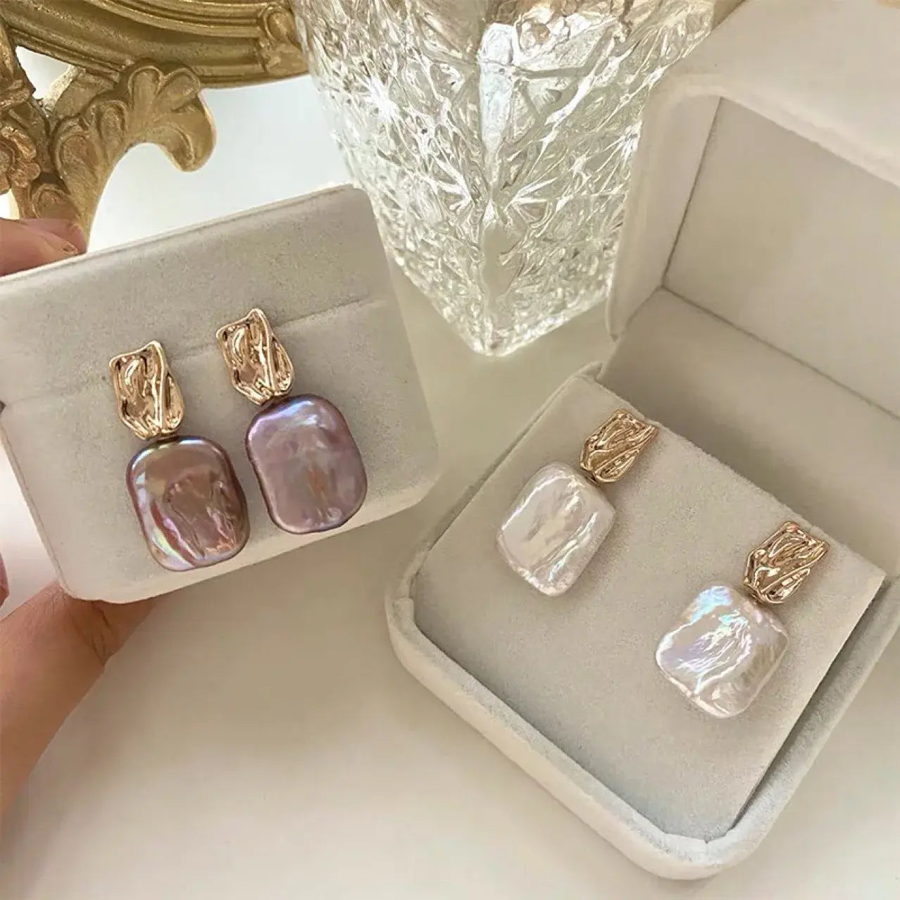 Elegant Baroque Pearl Gold Earrings Unique Joyas