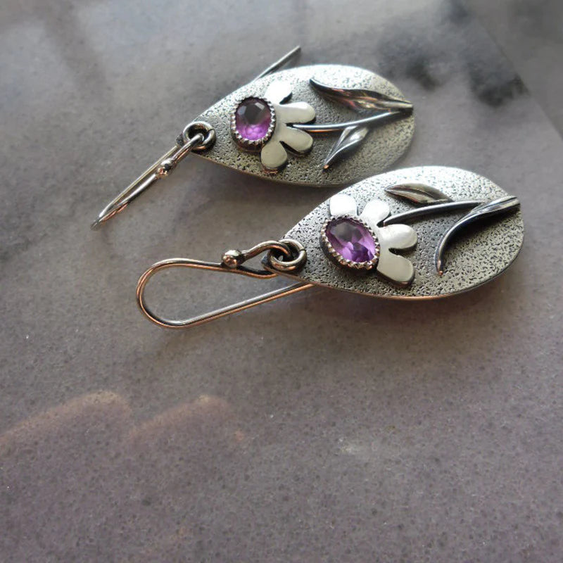 Retro 3D Flower Earrings
