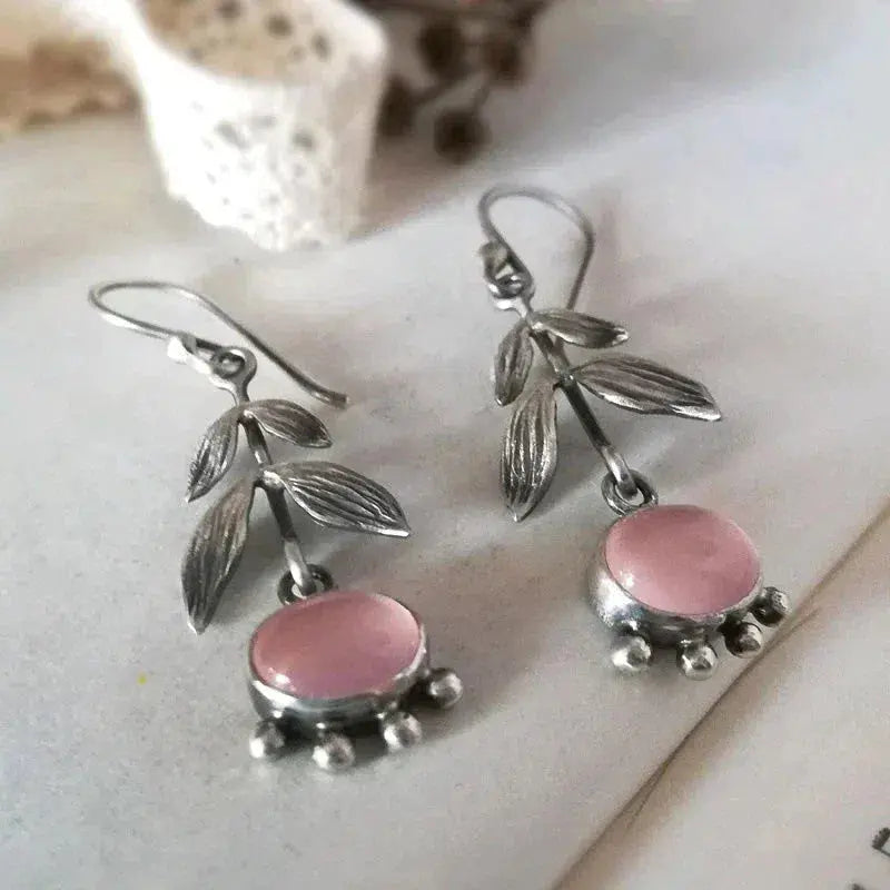 Boho Quartz Pendant Earrings in Silver Unique Joyas