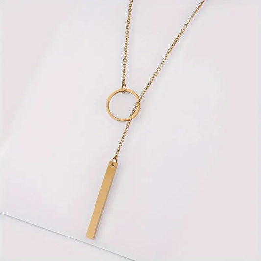 Ethnically inspired alloy circle and stick pendant necklace Unique Joyas