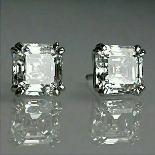 Vintage Cubic White Silver Earrings Claire
