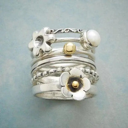 Flower Bead Necklace Ring Unique Joyas