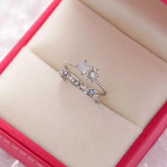 Adjustable Ring Made of Silver and Moonstone Unique Joyas