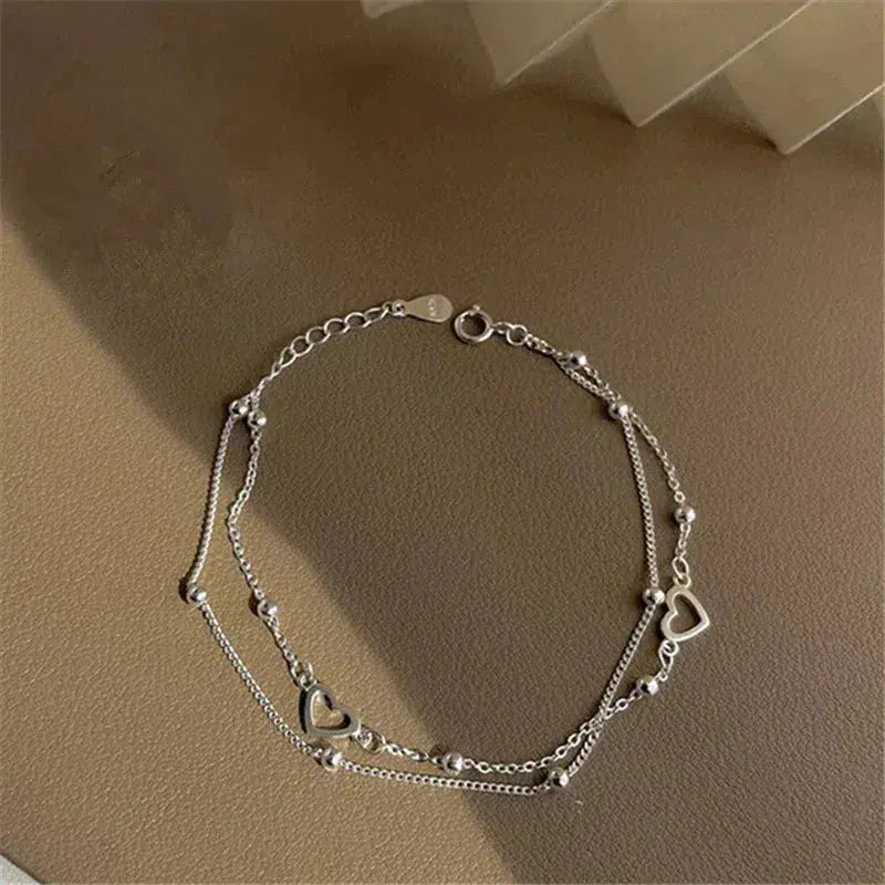 Adjustable Silver Heart Bracelet Unique Joyas