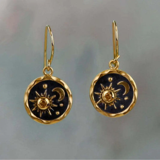 Earrings with Sun and Moon in Gold and Silver Unique Joyas