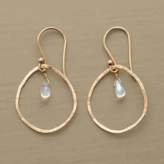Vintage earrings made of white crystal in gold Unique Joyas