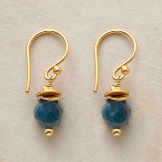 Vintage Blue Lantern Golden Earrings Unique Joyas