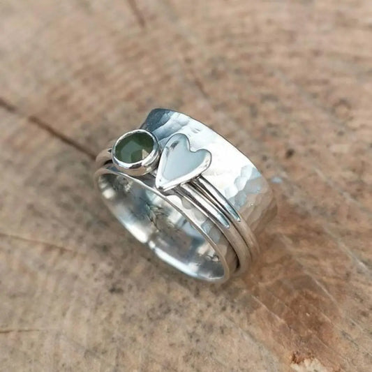 Vintage Silver Heart Ring Unique Joyas