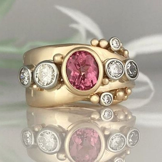 Vintage Red Zirconia Gold Ring