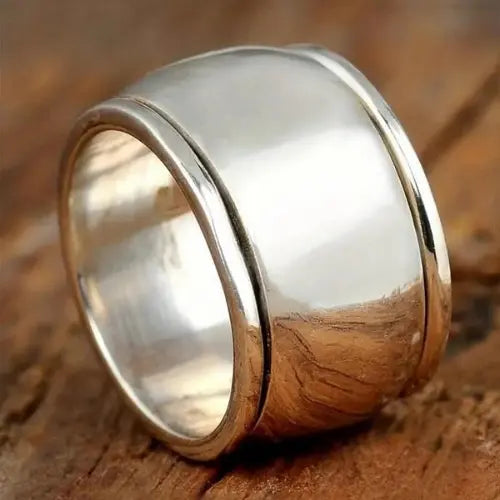 Classic Wide Sterling Silver Band Ring Unique Joyas