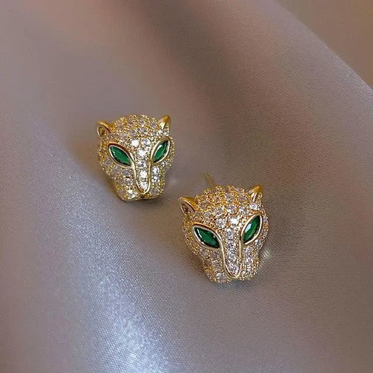 Shiny Gold Leopard Earrings Unique Joyas