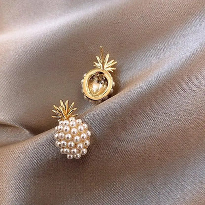 Tropical Pineapple and Pearl-Embellished Earrings Claire