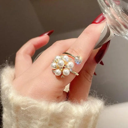 Adjustable sweet ring with pearls Unique Joyas