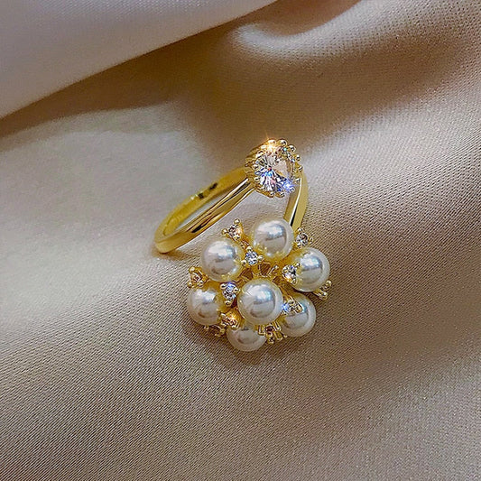 Adjustable Ring with Cute Pearls