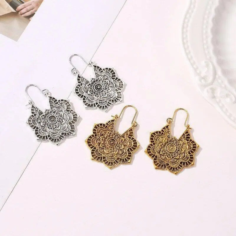 Lotus Mandala Earrings Unique Joyas