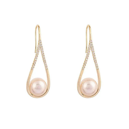 Rose Gold Pearl Earrings Claire