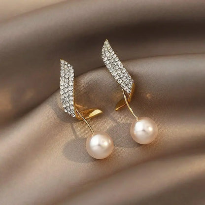 Gold Pearl Earrings Unique Joyas