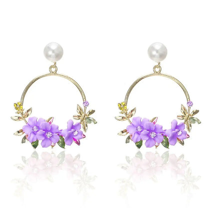 Gold Flower and Pearl Earrings Claire