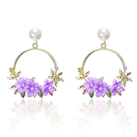 Gold Flower and Pearl Earrings Claire