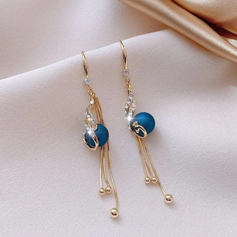 Festive Earrings with Blue Pearls Unique Joyas