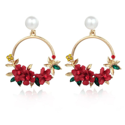 Gold Flower and Pearl Earrings Claire
