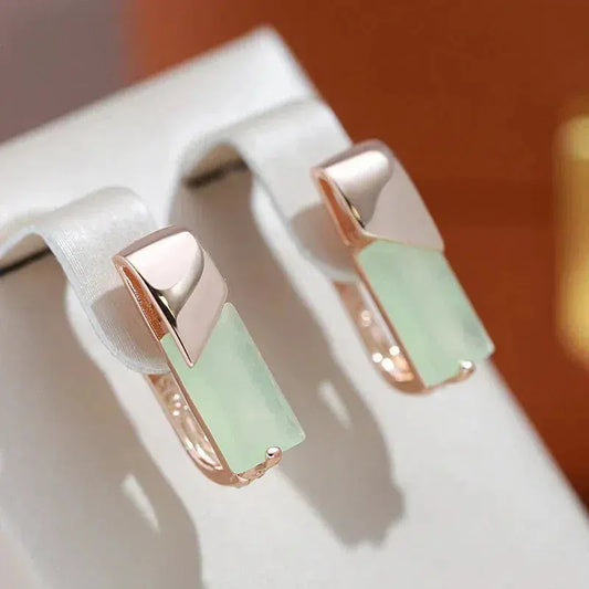 Elegant Green Earrings Unique Joyas